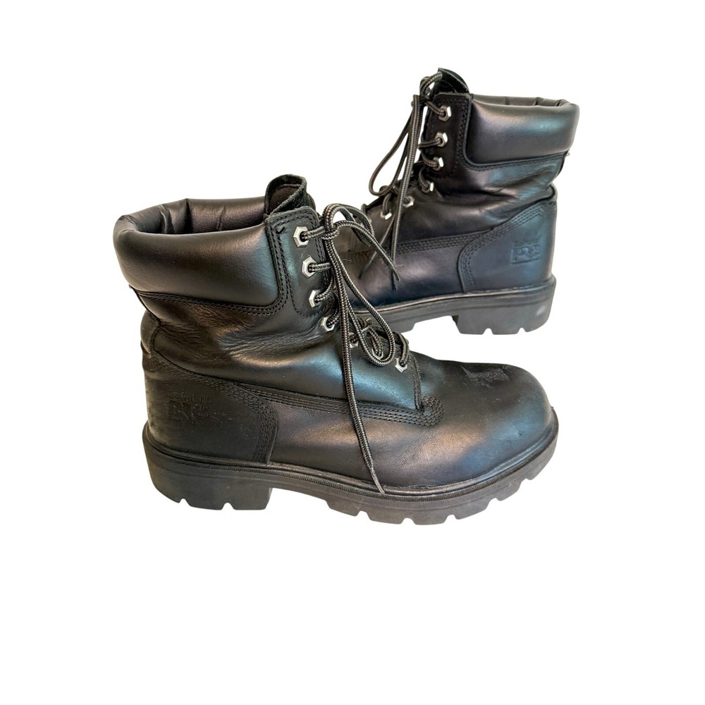 Timberland PRO Black Leather Composite Toe Work Boots 7.5 Rugged Utility Safety